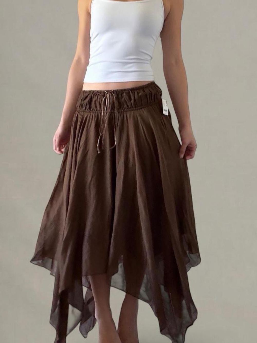 Free People Boho Chic Airy Asymmetrical MIDI Cotton Skirt